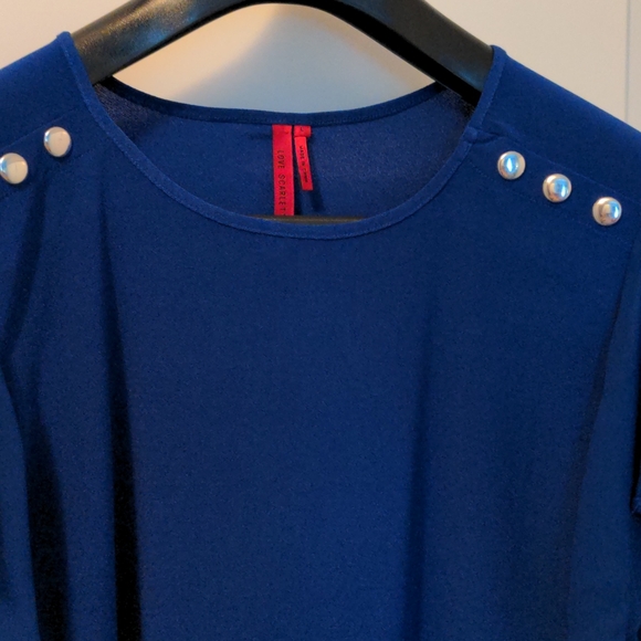 Blue flutter split sleeve blouse - Picture 3 of 3